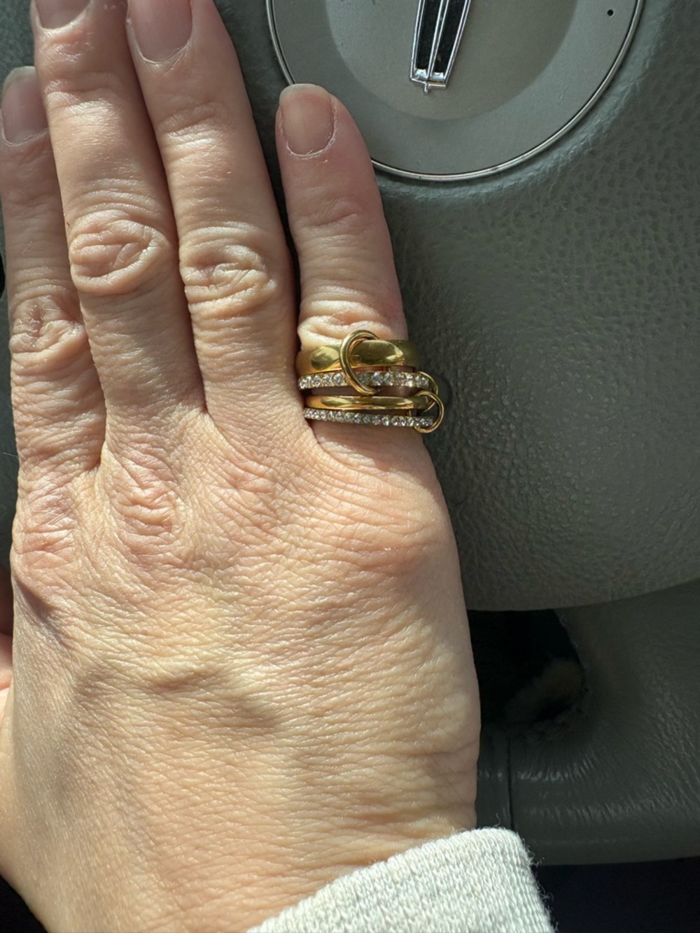 Gold-Tone Crystal Wrap Stacking Ring - Picture 2 of 5